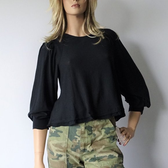 Free People Tops - Free People Billie Double Hem Bubble Sleeve Top